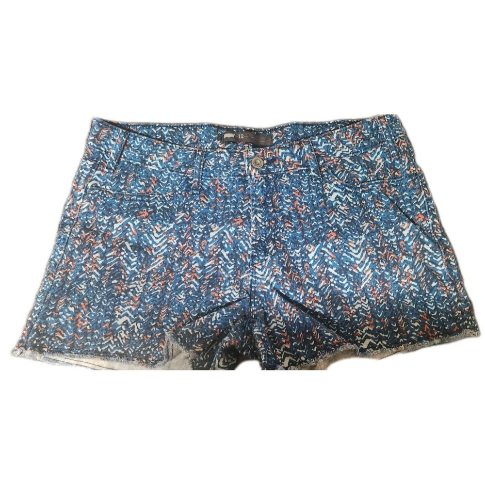 Levi's Women's Cut-Off Shorts Blue Multicolor Abstract Flat Front Cotton Size 12